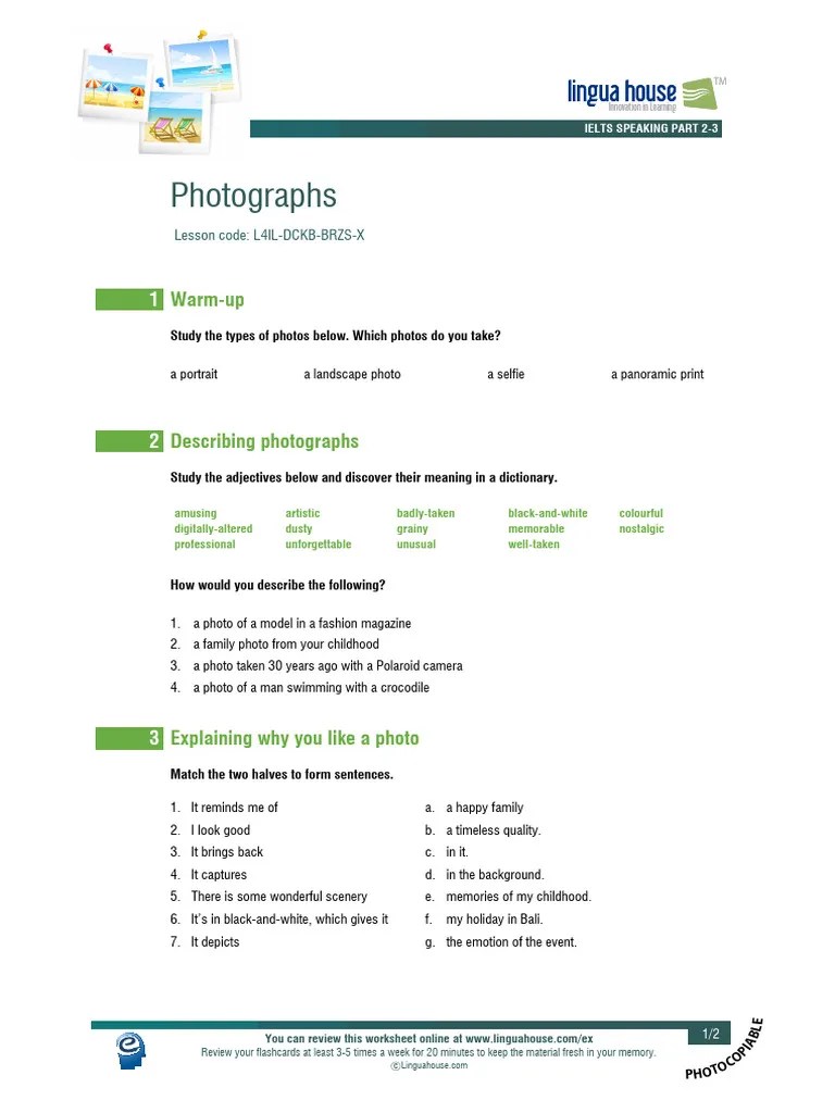 Photographs (IELTS Speaking Part 2-3) | PDF | Cognition | Cognitive Science