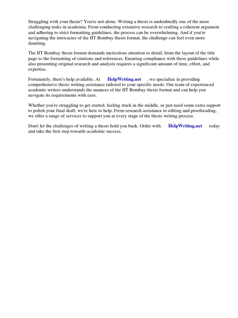 Iit Bombay Thesis Format | Download Free PDF | Thesis | Doctor Of ...
