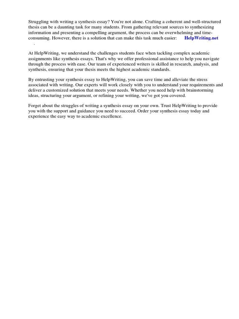 Easy Way To Write A Synthesis Essay | PDF | Essays | Dialectic