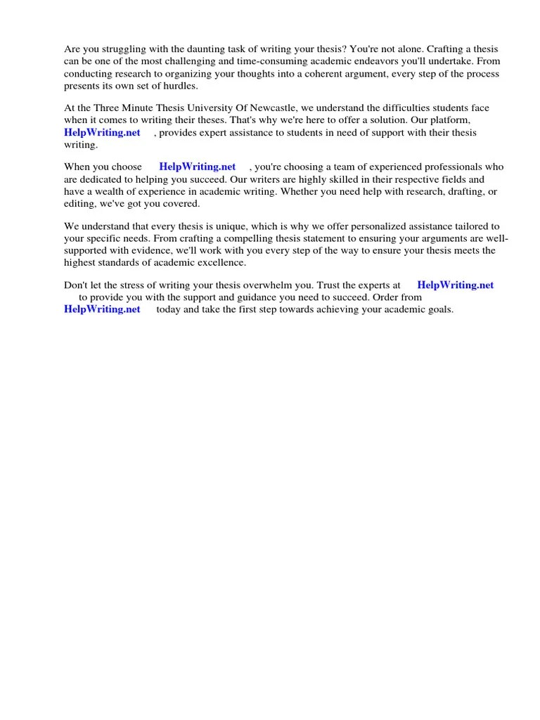 Three Minute Thesis University Of Newcastle | PDF | Thesis | Doctor Of Philosophy