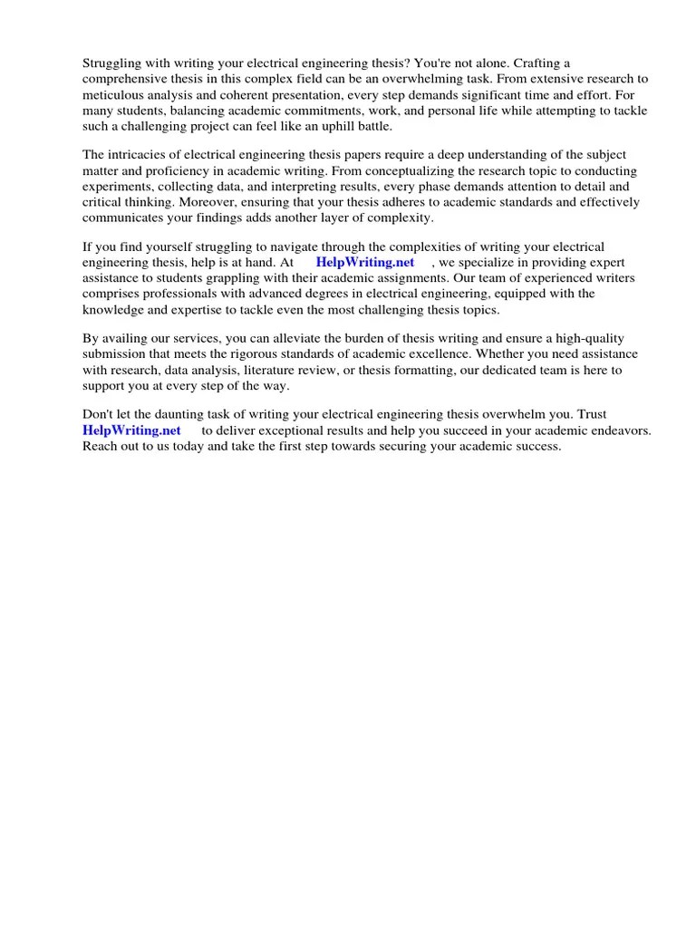 Electrical Engineering Thesis Papers | PDF | Thesis | Electrical Engineering
