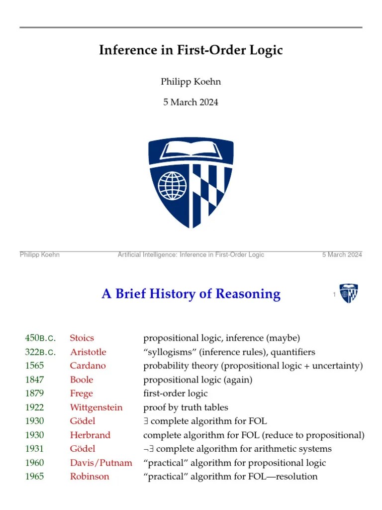 Inference In Fol | PDF | Inference | First Order Logic