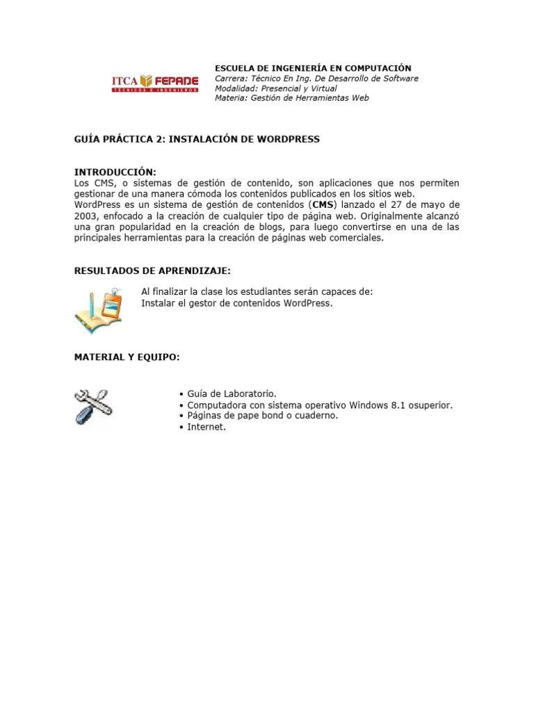 Guia#2 - Instalacion De Wordpress | PDF | Word Press | Página Web