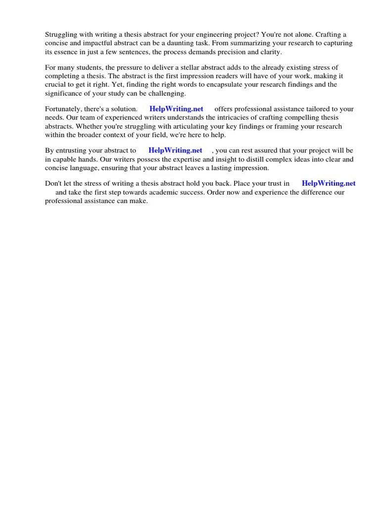 Thesis Abstract Sample Engineering | Download Free PDF | Thesis ...