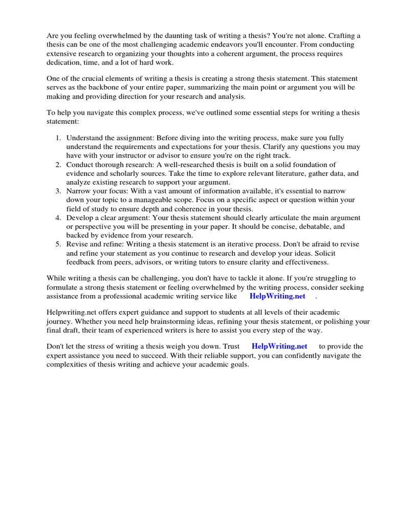 Steps Writing Thesis Statement | PDF | Thesis | Essays