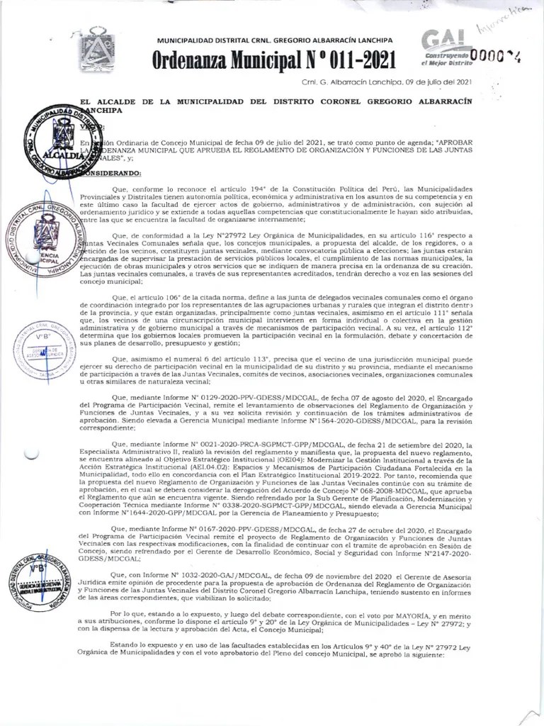 Ordenanza Muncipial 11-2021 | PDF | Esfera Pública | Ciencias Políticas