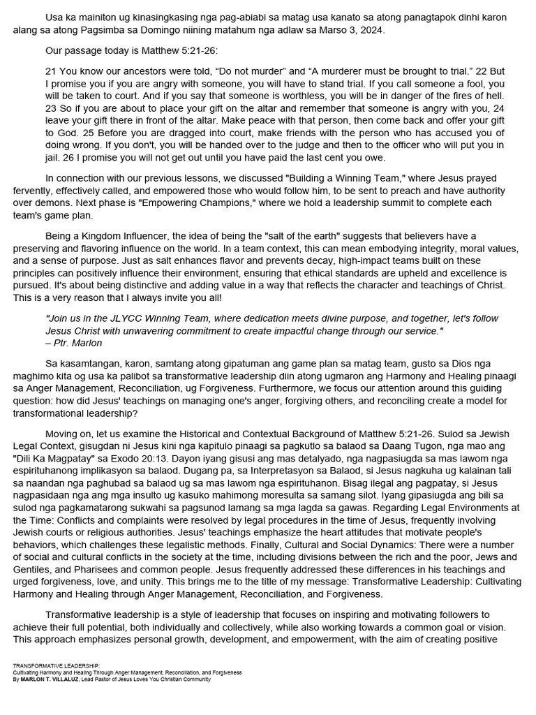 Transformative Leadership | PDF | Anger | Violence