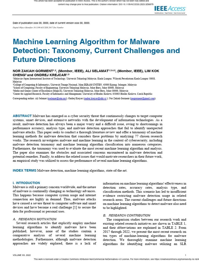 Machine Learning Algorithm For Malware Detection T | PDF | Computer ...