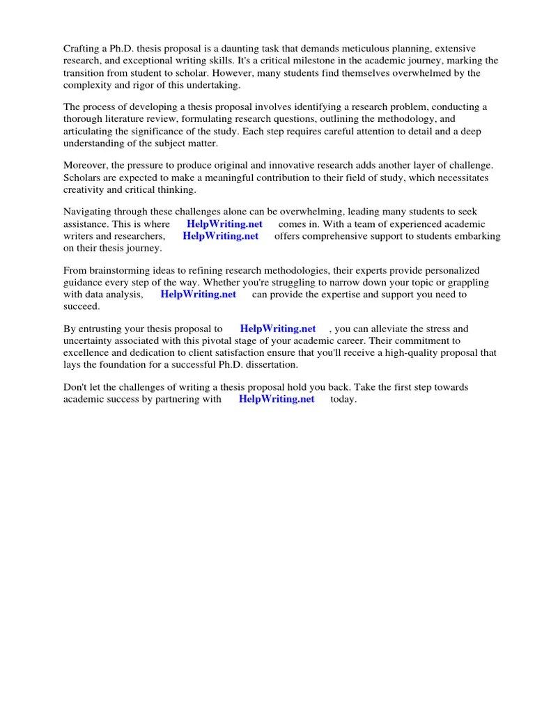 Sample PHD Thesis Proposals | PDF | Thesis | Methodology