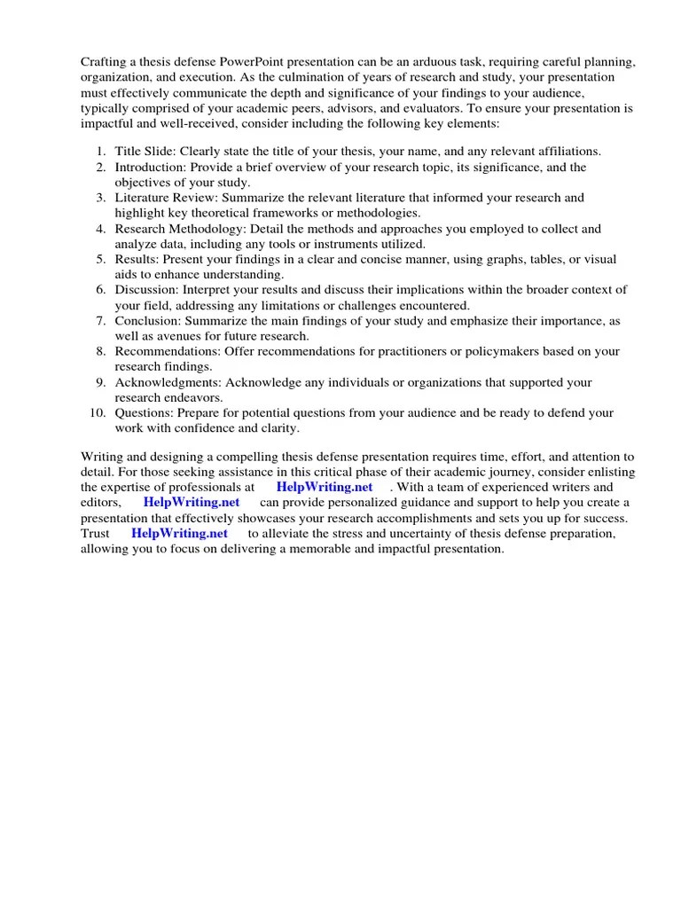 What To Include In A Thesis Defense Powerpoint Presentation | PDF ...
