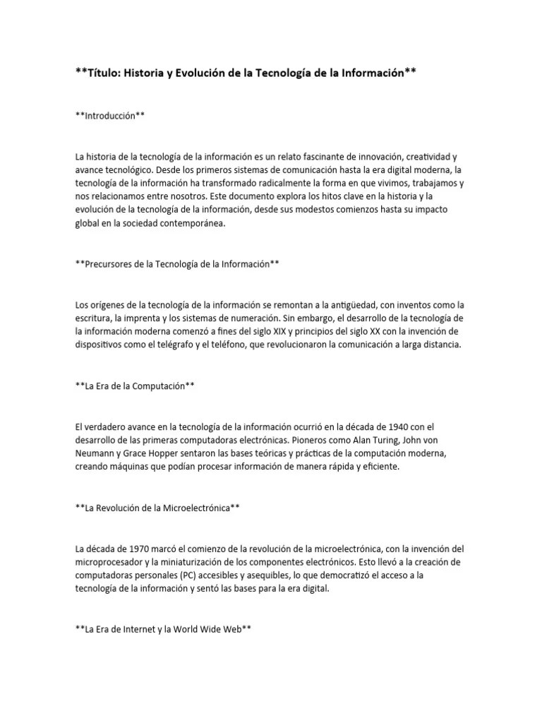 Historia Y Evolucion De La Tecnologia | PDF | Tecnologías De La Información | Internet