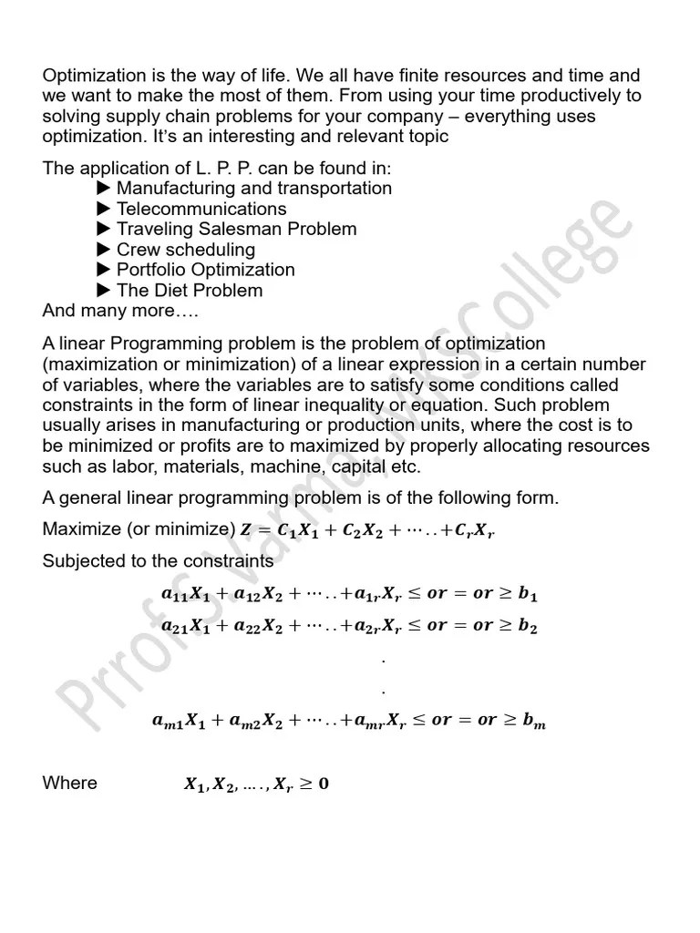 LPP | PDF | Mathematical Optimization | Linear Programming