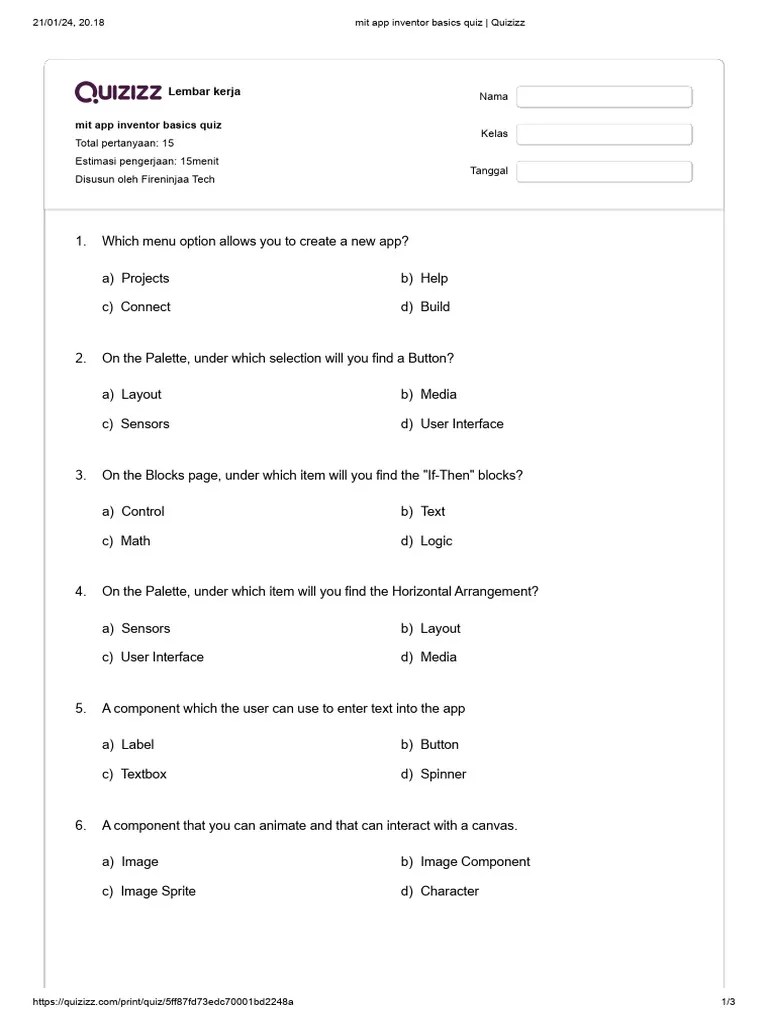 Soal Materi MIT APP Inventor SMP | PDF | Mobile App | Tablet Computer