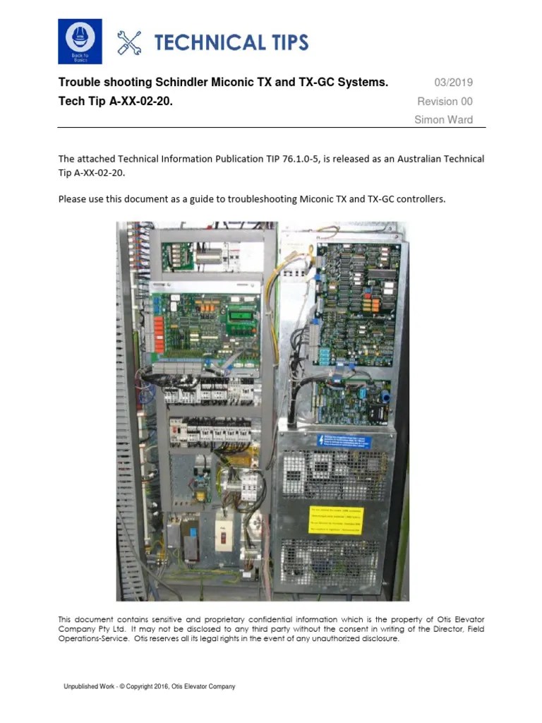 Troubleshooting Schindler Miconic TX And TX-GC | PDF | Relay | Electric Motor