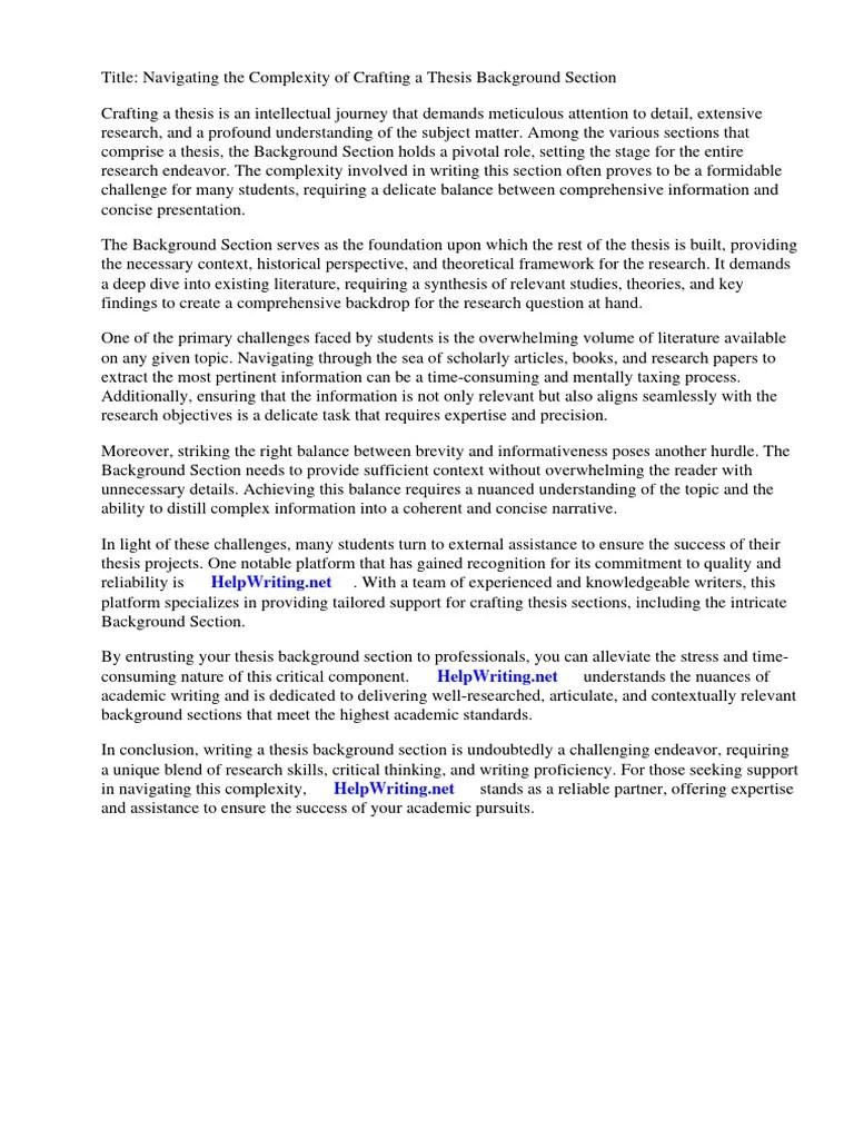 Thesis Background Section | PDF | Methodology | Thesis