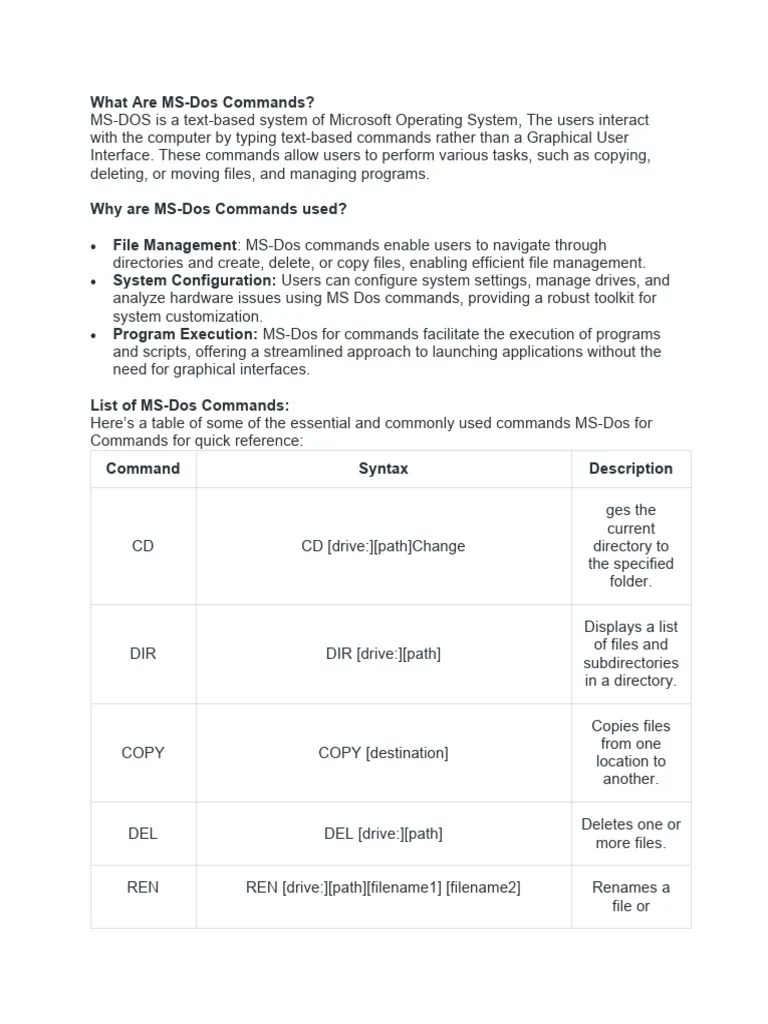 Ms Dos | Download Free PDF | Computer File | Directory (Computing)