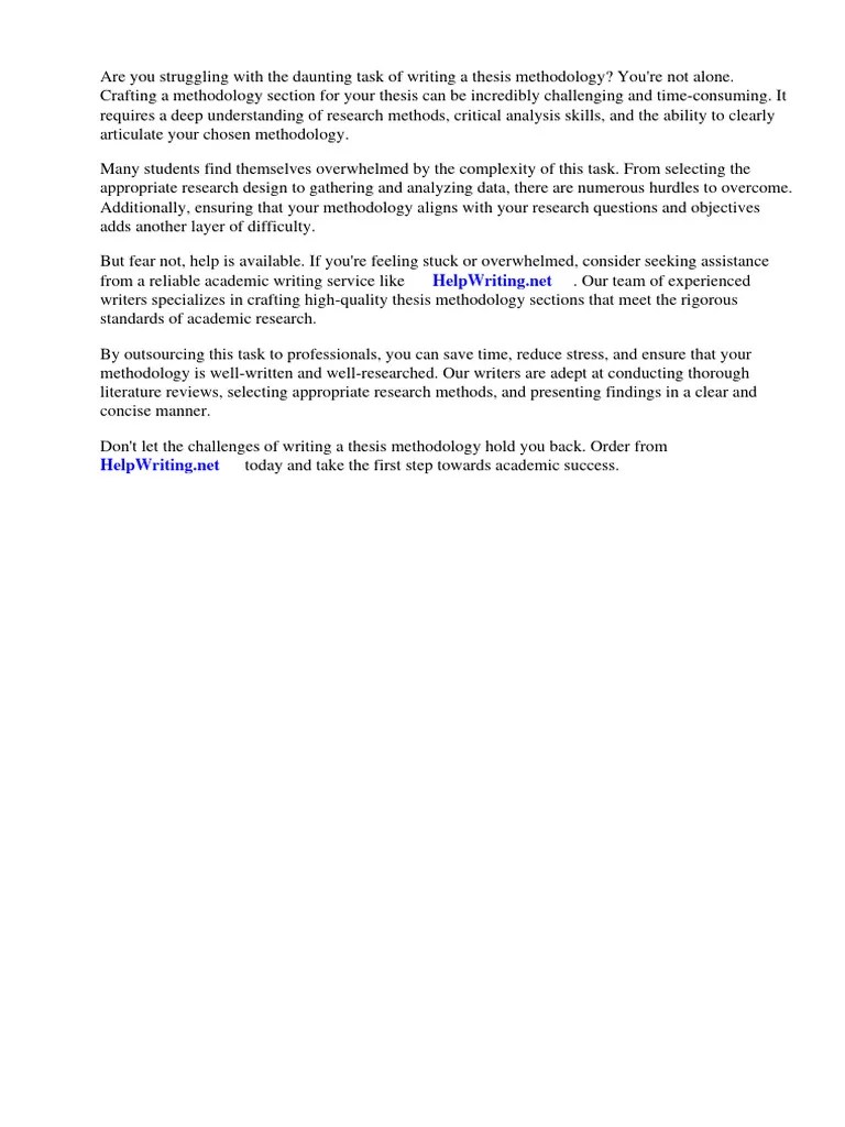 How To Write A Thesis Methodology | PDF | Methodology | Thesis