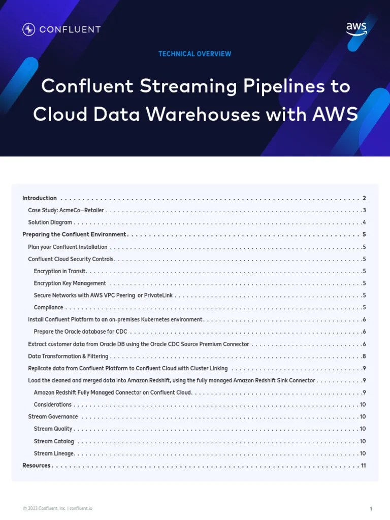 Confluent Streaming Pipelines To Cloud Data Warehouses With AWS | PDF ...