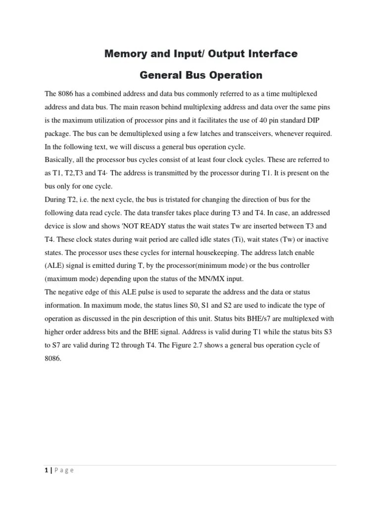 Memory And Input Output Interface | PDF | Central Processing Unit ...