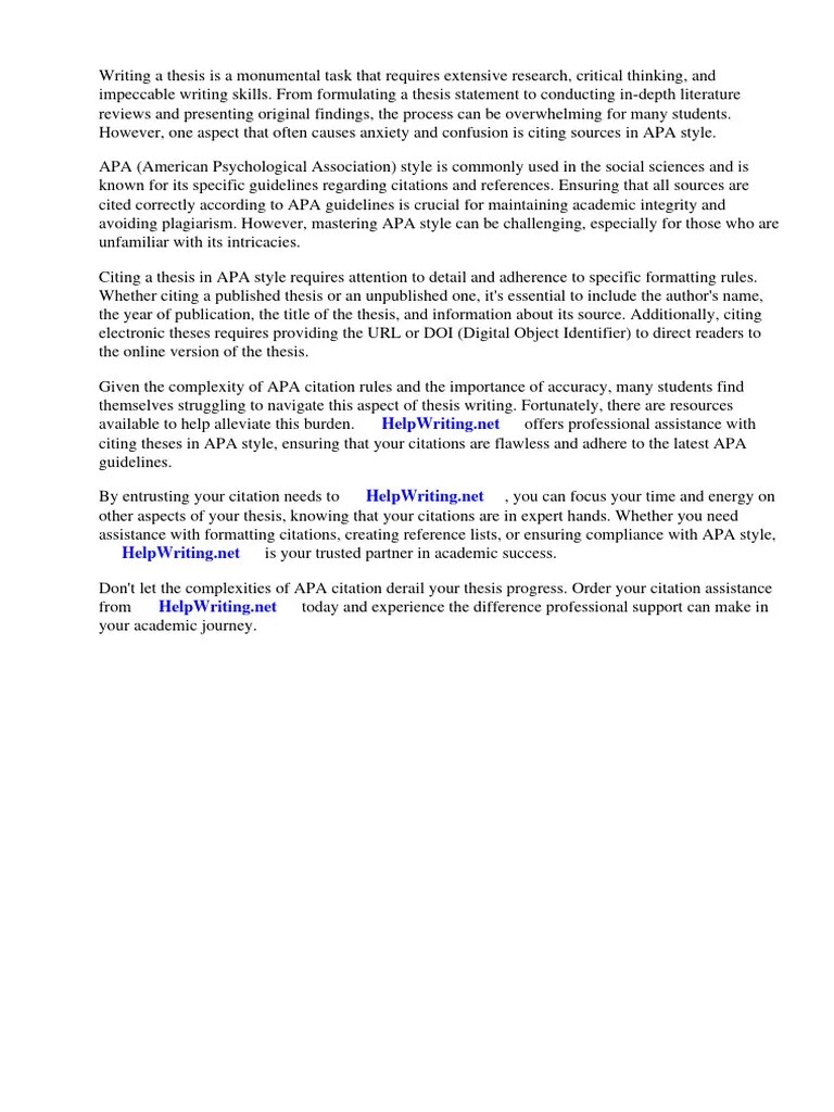 Citing Thesis Apa | PDF | Thesis | Apa Style