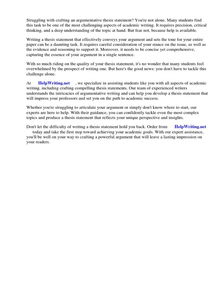 Examples Of Argumentative Thesis Statements | PDF | Essays | Logic