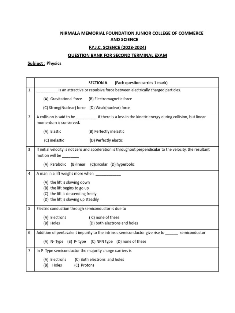 Physics Sem 2 Question Bank | PDF | Euclidean Vector | Acceleration