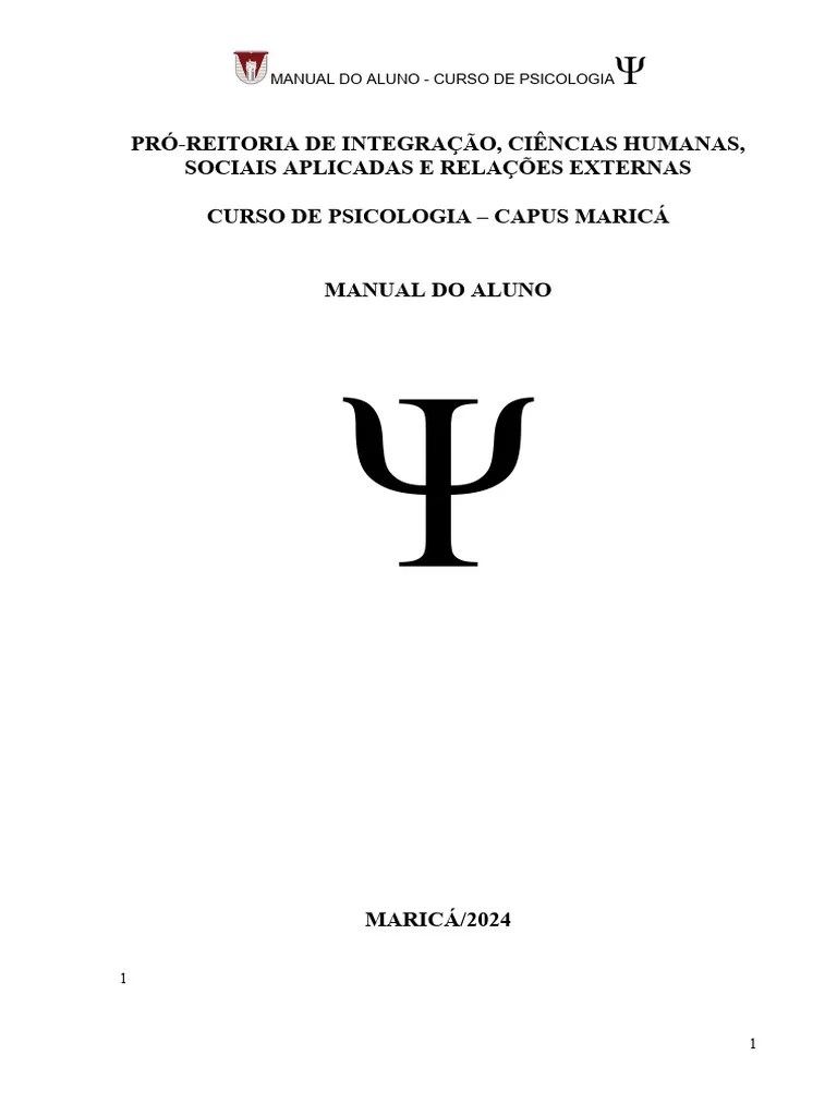 Manual Do Aluno Do Curso De Psicologia Campus Maricá 2024.1 | PDF ...