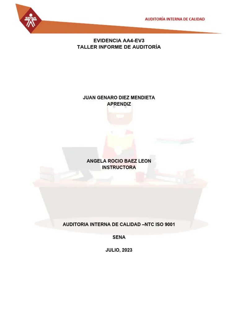 Formato Evidencia AA4 Ev3 Taller Informe De Auditoria | PDF | Calidad (comercial) | Auditoría