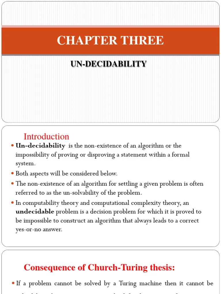 Complexity Theory Chapter Three 3 Undecidability | PDF | Theoretical ...