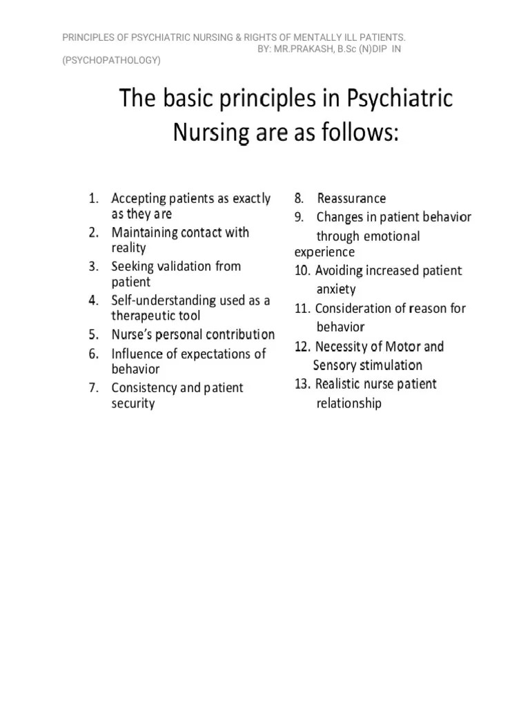 Principles Of Psychiatric Nursing | PDF