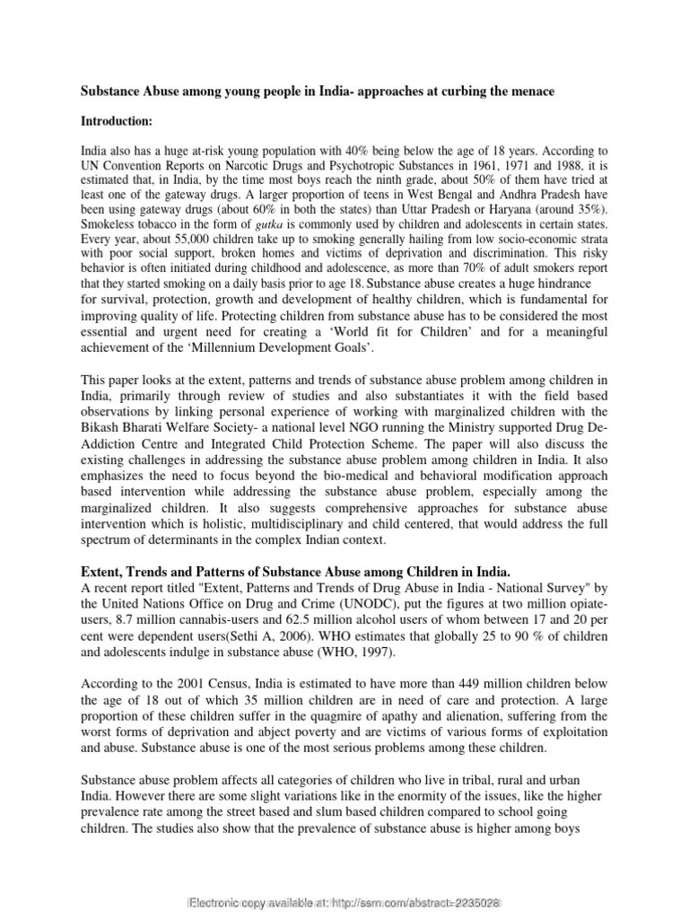 Substance Abuse In India | PDF | Substance Abuse | Drug Rehabilitation