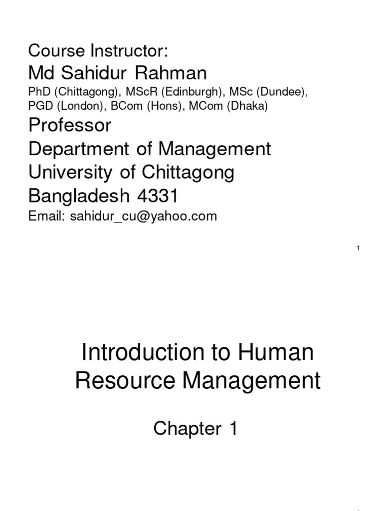 Chap 1 1 Introduction HRM | Download Free PDF | Human Resource ...