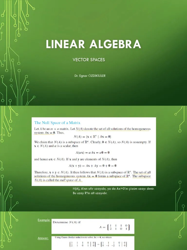 Linear Algebra VectorSpaces2 | PDF | Vector Space | Equations