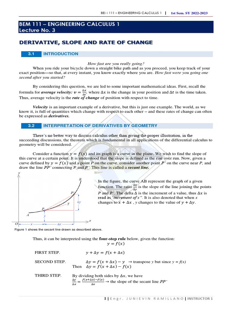 Calculus 1: Derivatives | PDF | Derivative | Slope