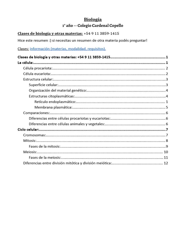 Biología (1° Año - Copello) | PDF