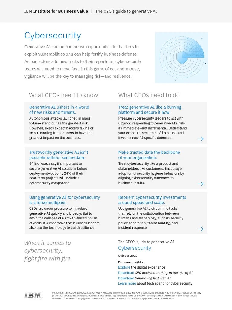 SUMMARY The CEO's Guide To Generative AI Cybersecurity | PDF | Computer ...