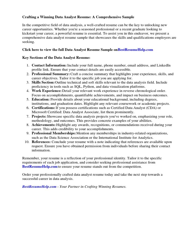 Data Analyst Resume Sample | PDF | Résumé | Intelligence Analysis