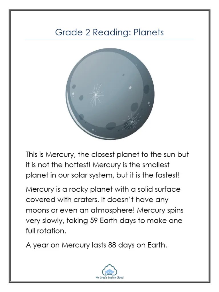 Grade 2 Reading Planets | PDF | Planets | Saturn