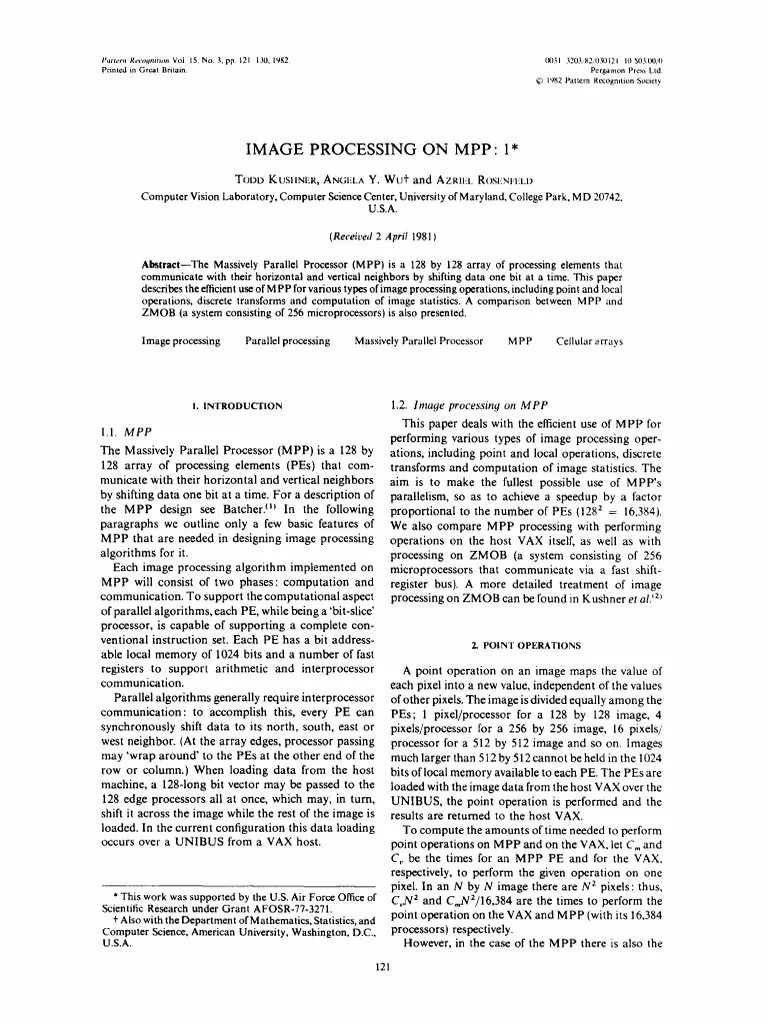 Image Processing On The MPP (Massively Parallel Processor) | PDF ...