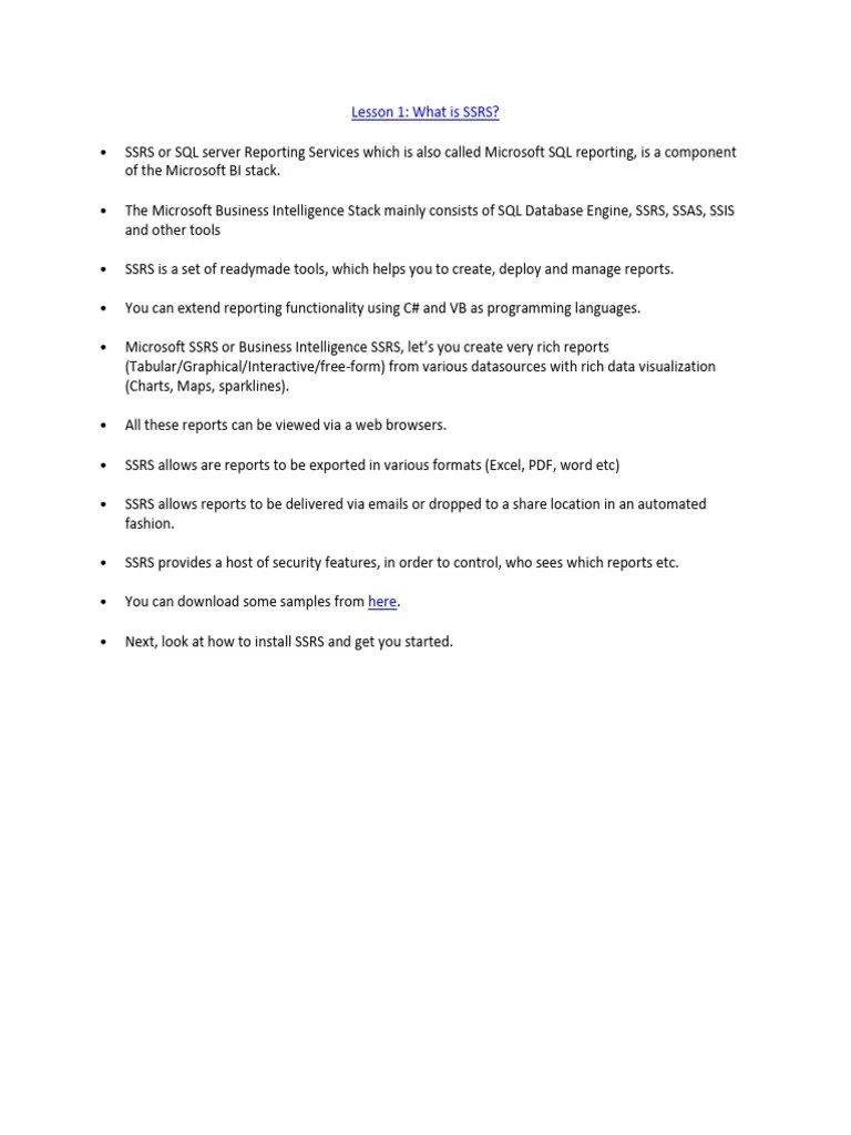 SSRS Tutorial | PDF | Microsoft Sql Server | Information Technology