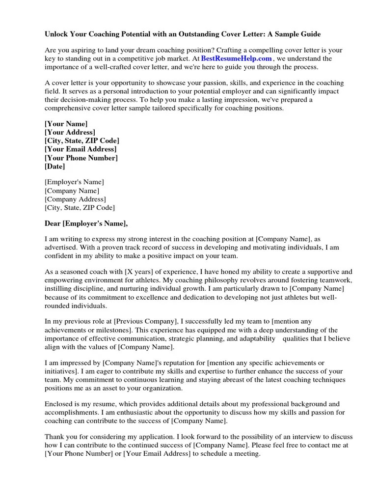 Cover Letter Sample For Coaching Position | PDF | Résumé | Experience
