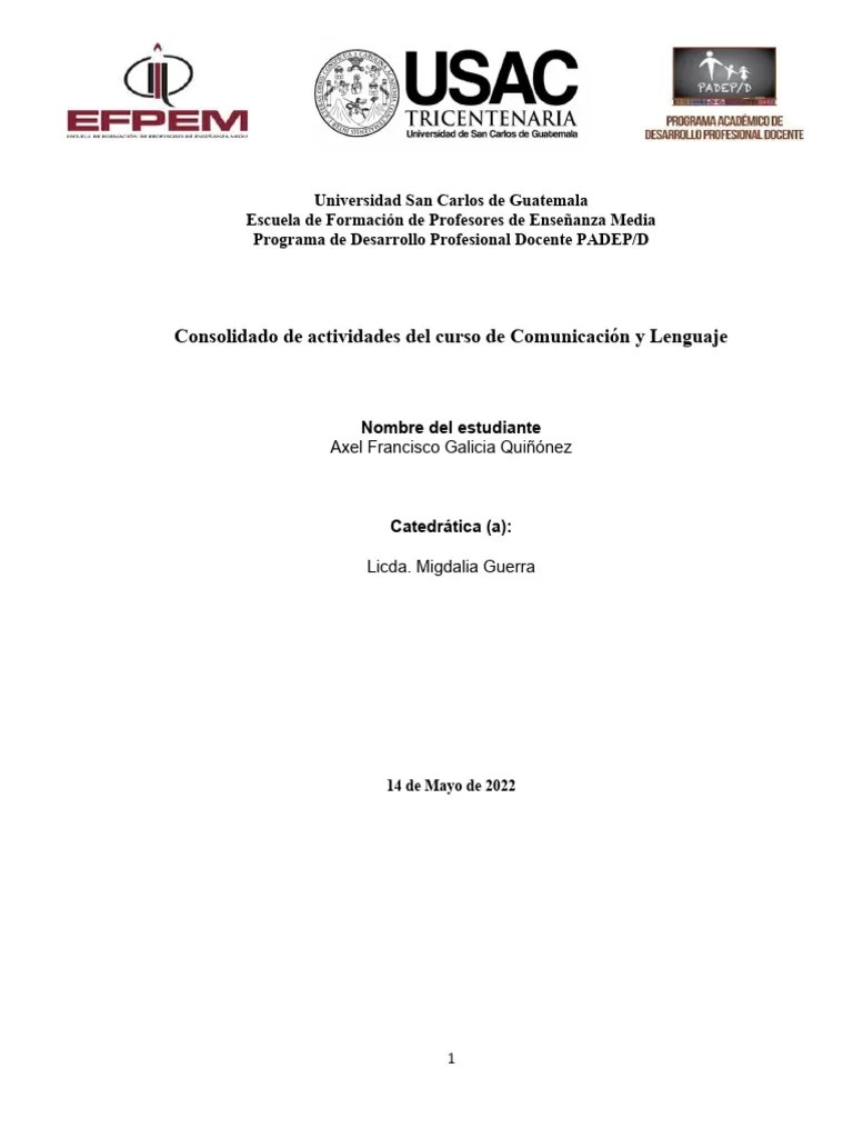 Consolidado De Actividades De Comunicación Y Lenguaje Ciclo Común 2022 ...