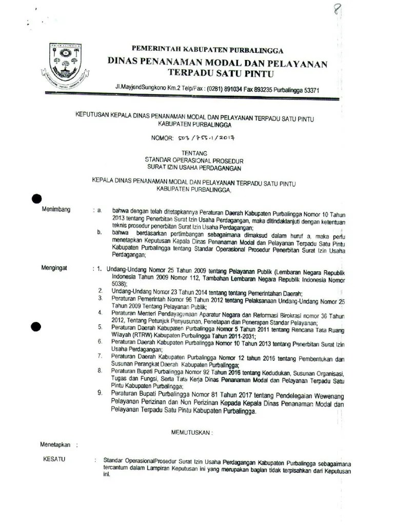 Sop Surat Izin Usaha Perdagangan Siup | PDF