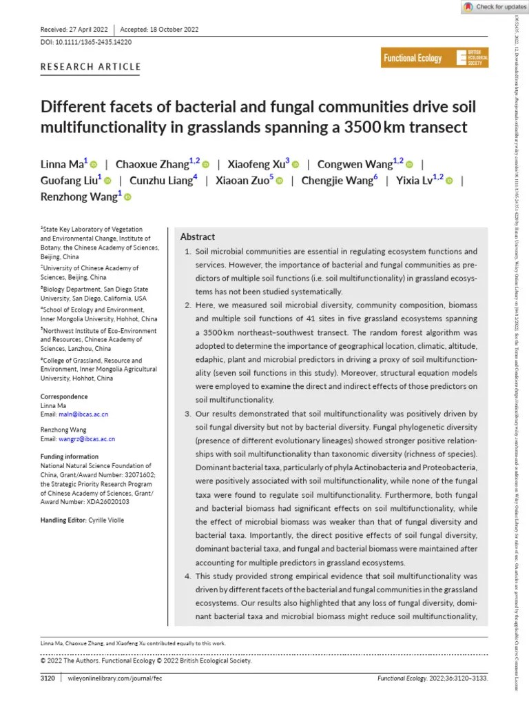 Functional Ecology - 2022 - Ma - Different Facets Of Bacterial And ...