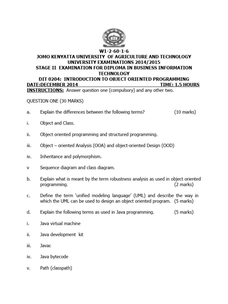 Dit 0204 Introduction To Object Oriented Programming | PDF | Unified ...