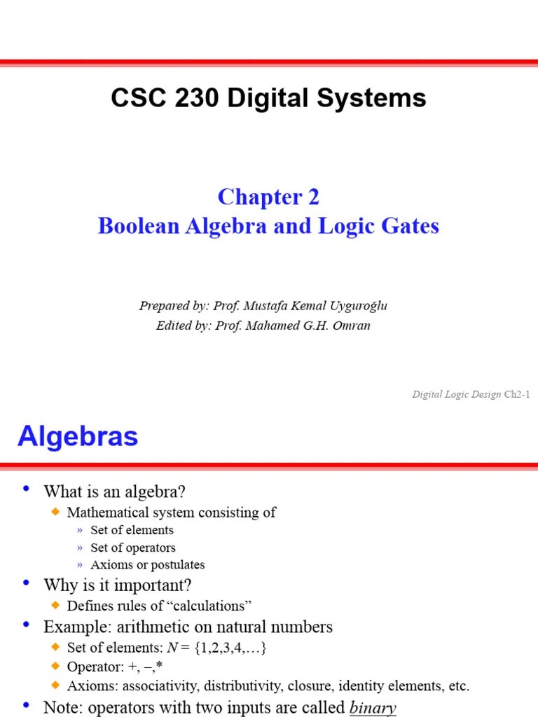 Chapter 2 Boolean Algebra And Logic Gates | PDF | Teaching Mathematics ...
