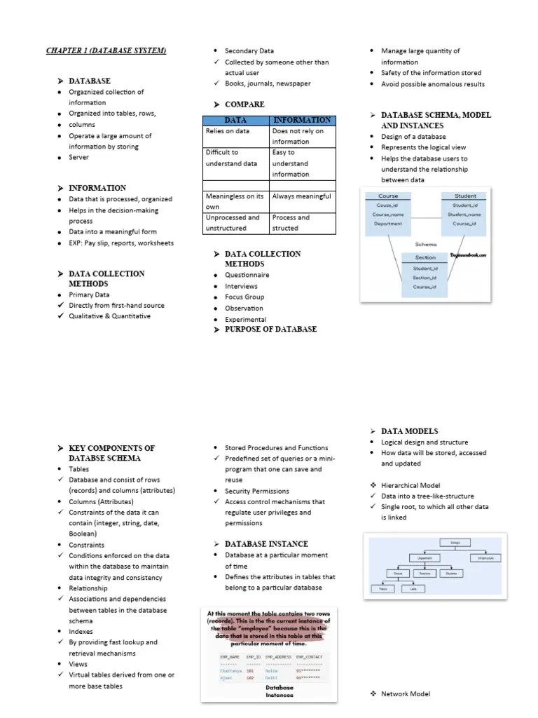 DATABASE SYSTEM NOTES (2) | PDF | Databases | Relational Database