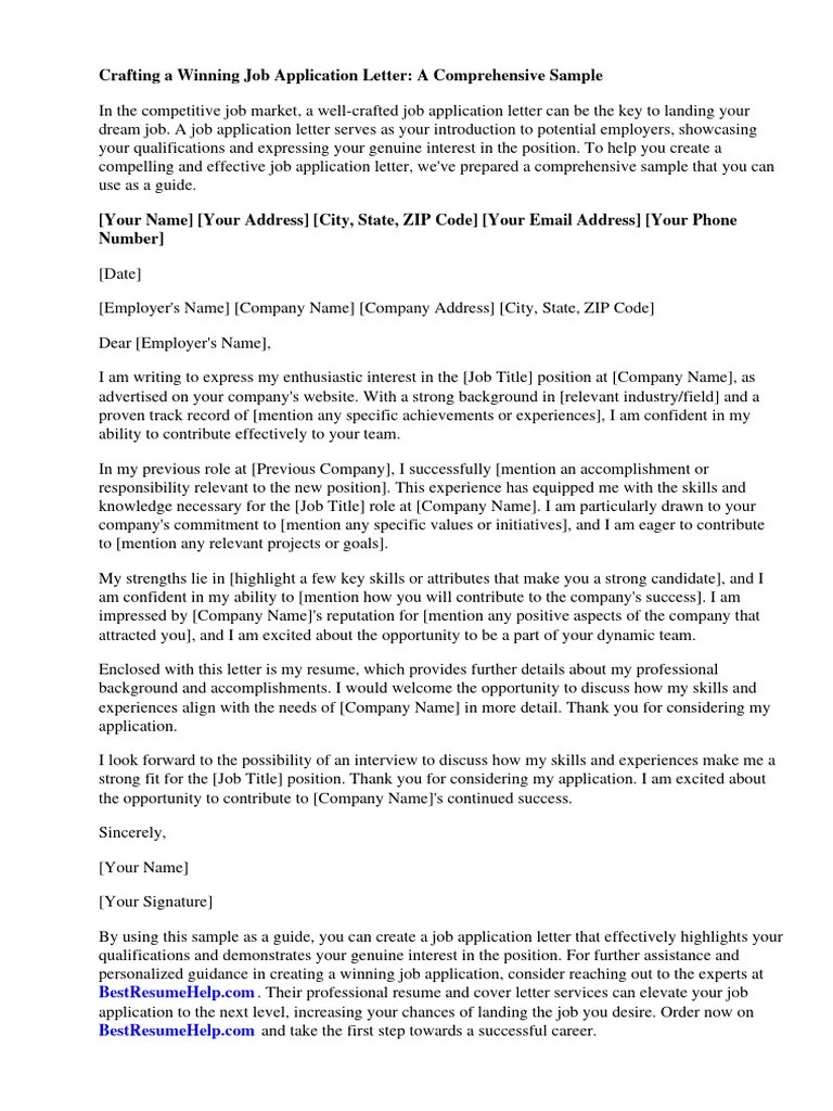 Job Application Letter Sample Download | PDF | Résumé | Information