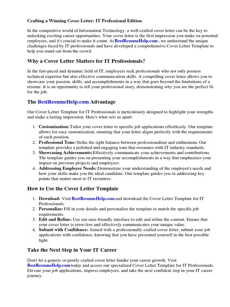 Cover Letter Template For It Professional | PDF | Résumé | File Format