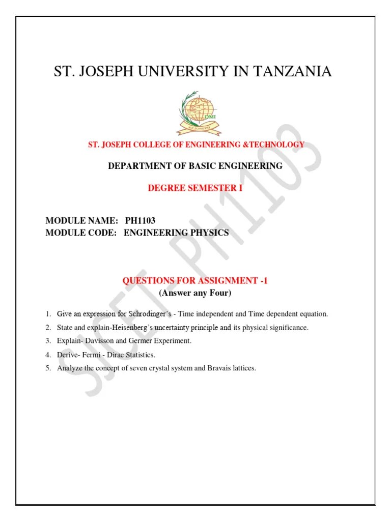 Assignment-1 - Engineering Physics | PDF | Technology & Engineering